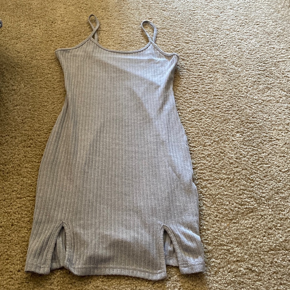 Gray mini dress with slits